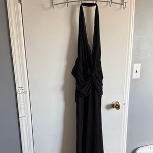 Tadashi Shoji Black Backless Halter Evening Gown